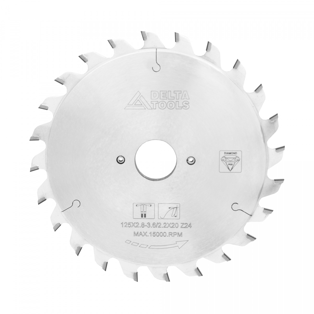 Пила подрезная DELTA TOOLS 125x20x2.8/3.6x12+12T алмазная составная фото